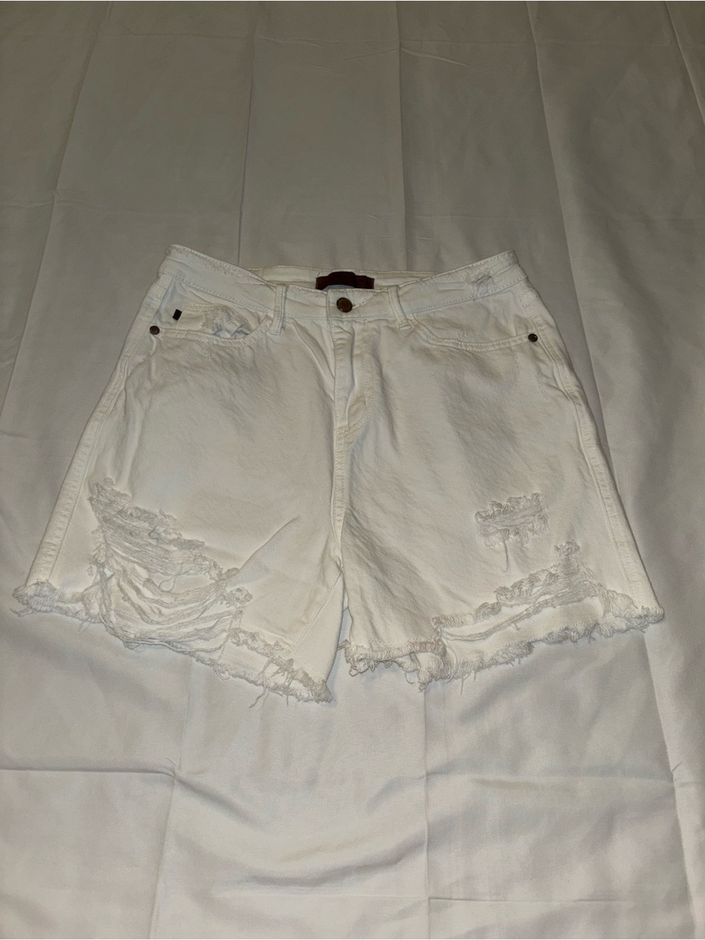 Judy Blue White Distressed Frayed Hem Jean Shorts Size Large